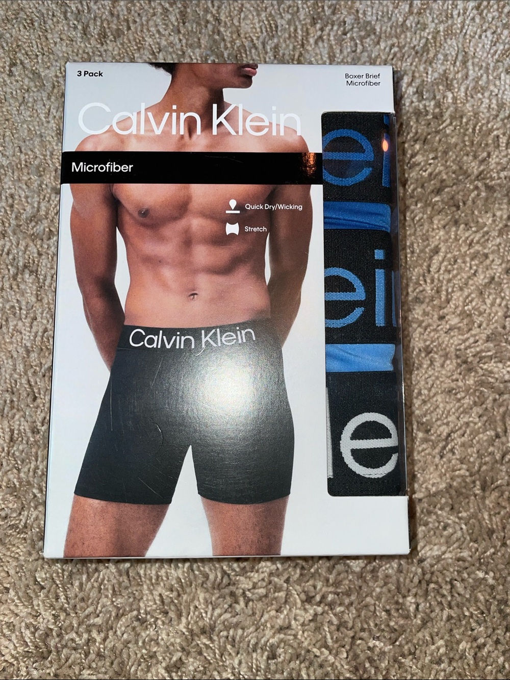 NWT Calvin Klein Men’s Microfiber Boxer Briefs - Black & Blue (3-Pack)